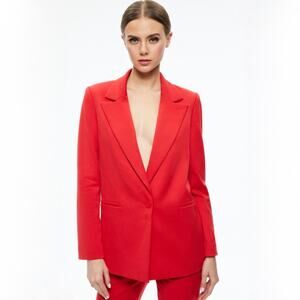 Alice + Olivia Denny Blazer Perfect Ruby Red Tailored Jacket Size 6